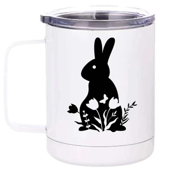 Floral Spring Easter Bunny Front & Back 12oz Stainless Steel Tumbler Cup