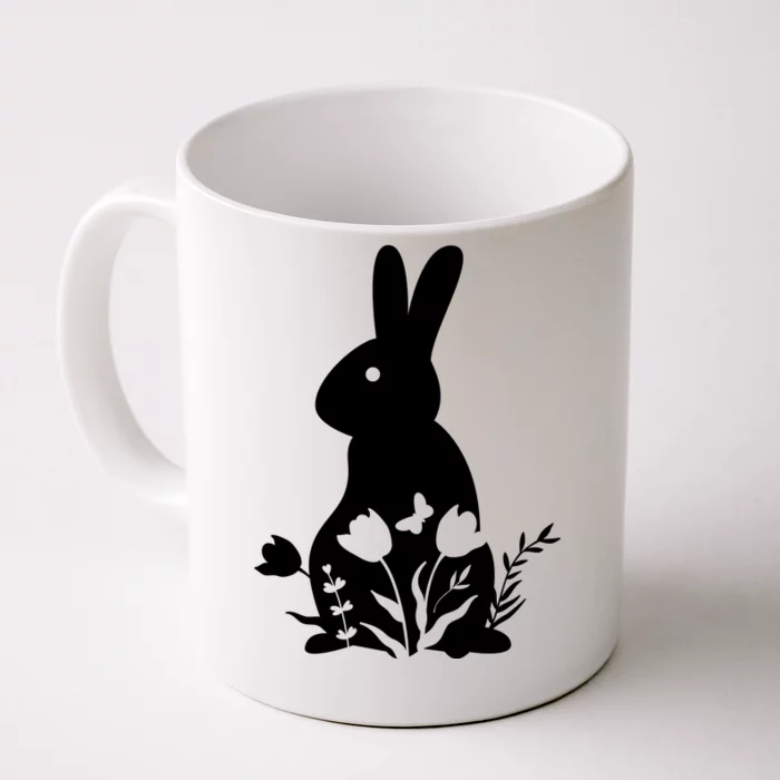 Floral Spring Easter Bunny Front & Back Coffee Mug