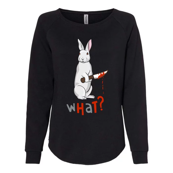 Funny Scary Eyed Killer Bunny Rabbit With Knife Adult Humor Great Gift Womens California Wash Sweatshirt