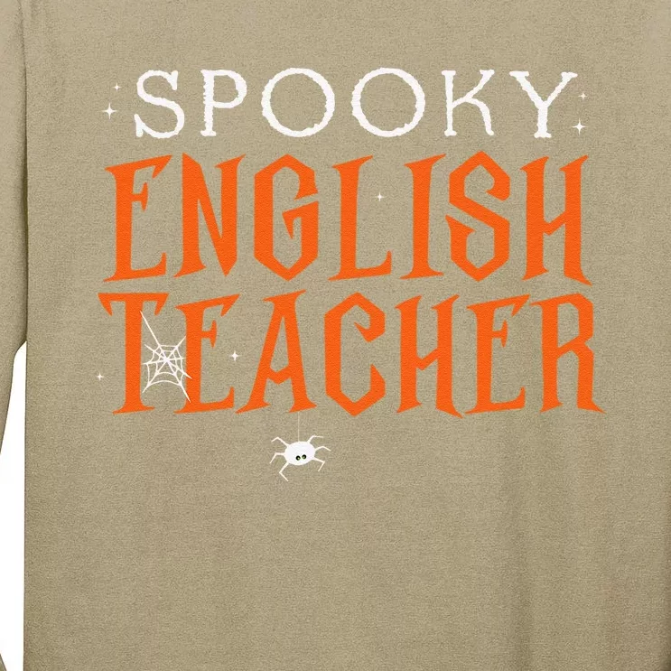 Funny Spooky English Teacher Retro Halloween Costume Womens Tall Long Sleeve T-Shirt