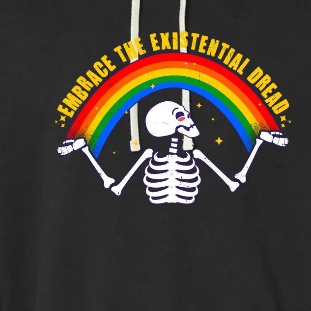 Funny Skeleton Embrace The Existential Dread Garment-Dyed Fleece Hoodie