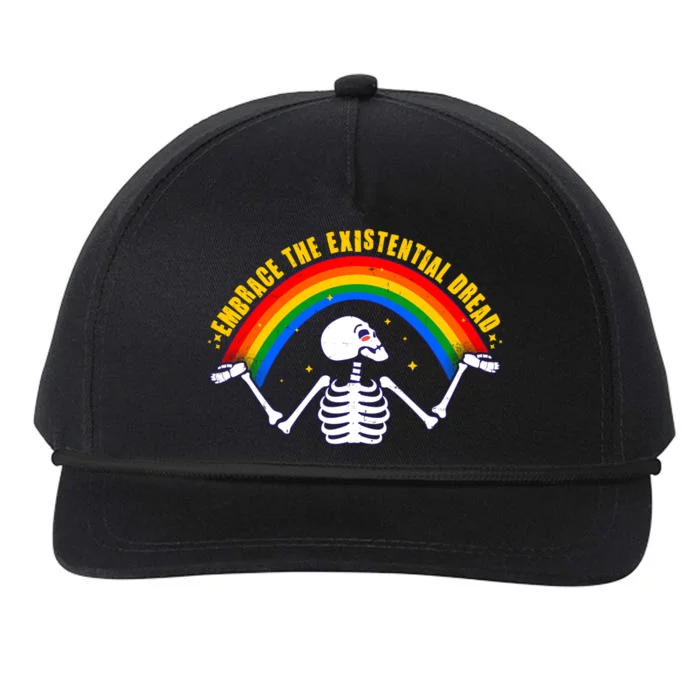 Funny Skeleton Embrace The Existential Dread Snapback Five-Panel Rope Hat