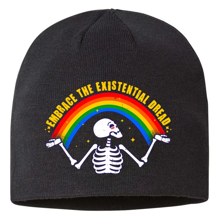 Funny Skeleton Embrace The Existential Dread 8 1/2in Sustainable Knit Beanie