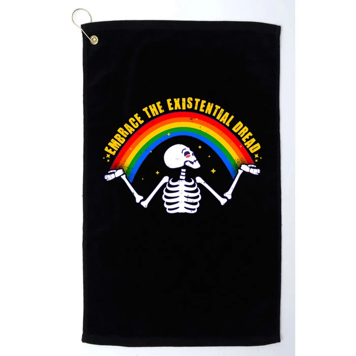 Funny Skeleton Embrace The Existential Dread Platinum Collection Golf Towel