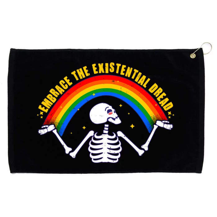 Funny Skeleton Embrace The Existential Dread Grommeted Golf Towel