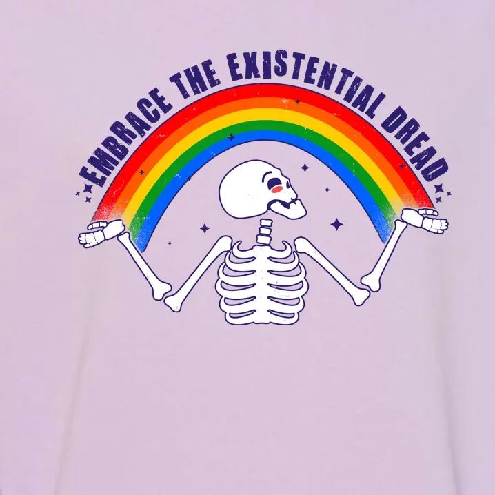 Funny Skeleton Embrace The Existential Dread Garment-Dyed Sweatshirt