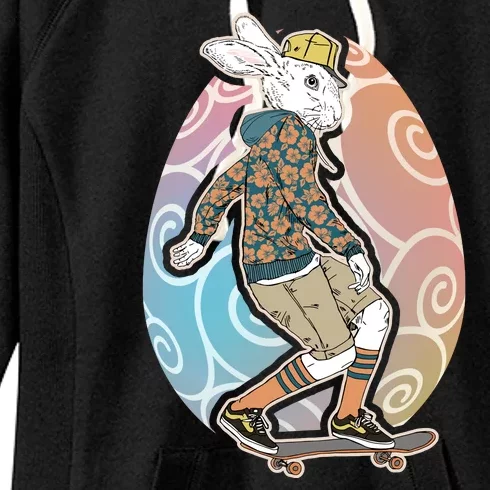 Funny Skateboarding Easter Bunny Rabbit Women's Fleece Hoodie