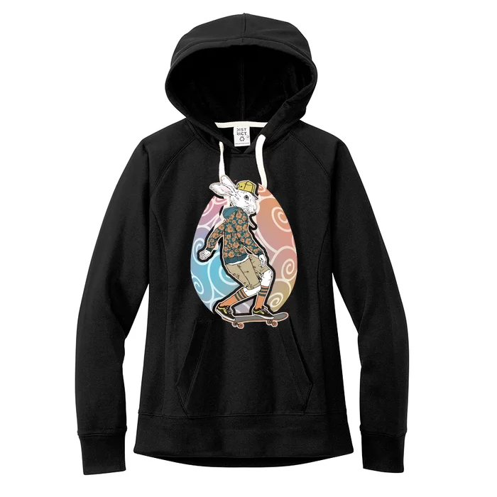 Funny Skateboarding Easter Bunny Rabbit Women's Fleece Hoodie