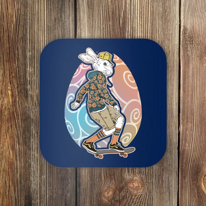 Funny Skateboarding Easter Bunny Rabbit Coaster