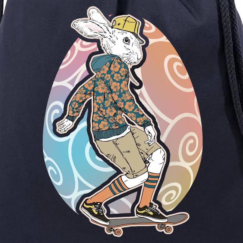 Funny Skateboarding Easter Bunny Rabbit Drawstring Bag