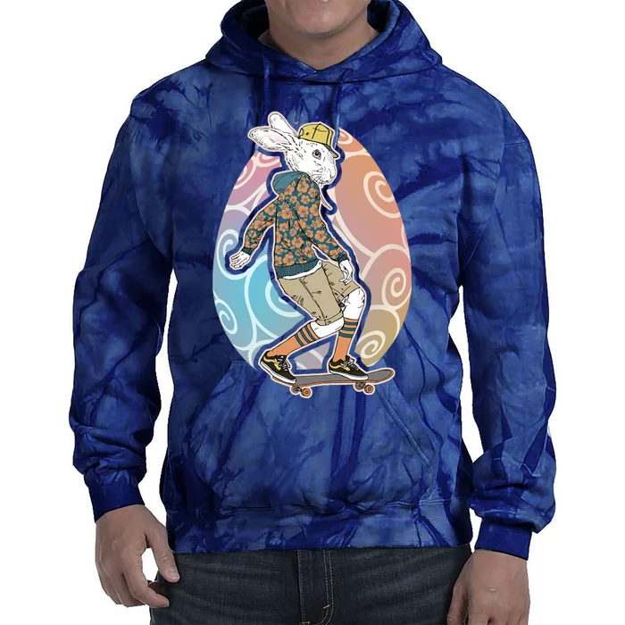 Funny Skateboarding Easter Bunny Rabbit Tie Dye Hoodie