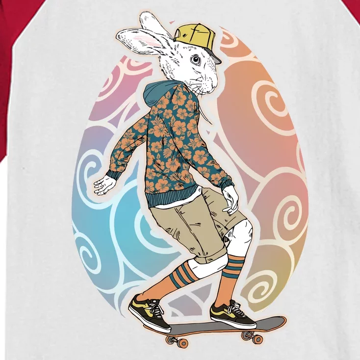 Funny Skateboarding Easter Bunny Rabbit Kids Colorblock Raglan Jersey