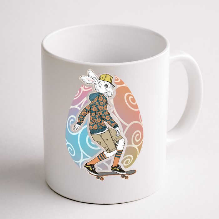 Funny Skateboarding Easter Bunny Rabbit Front & Back Coffee Mug