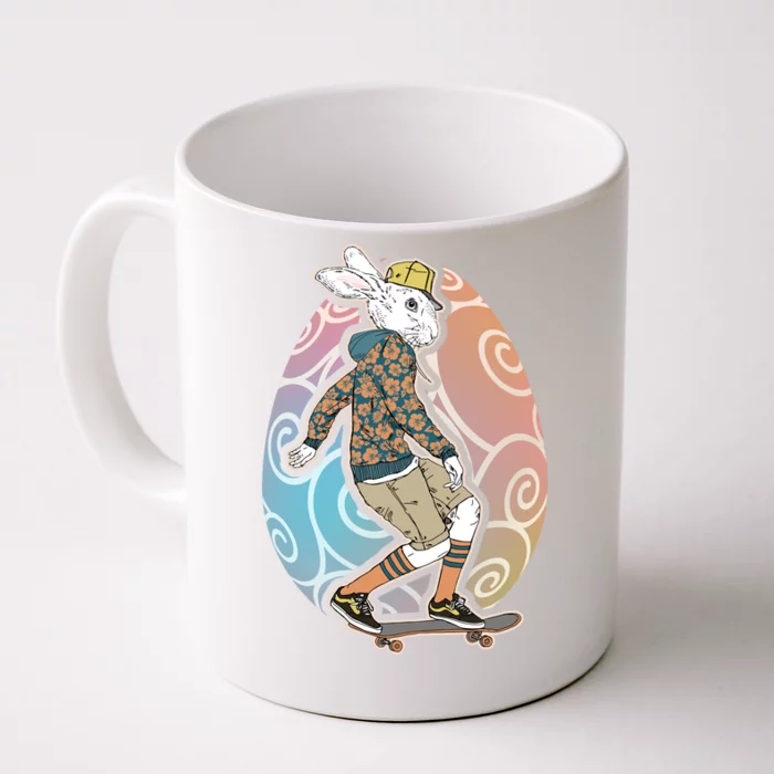 Funny Skateboarding Easter Bunny Rabbit Front & Back Coffee Mug