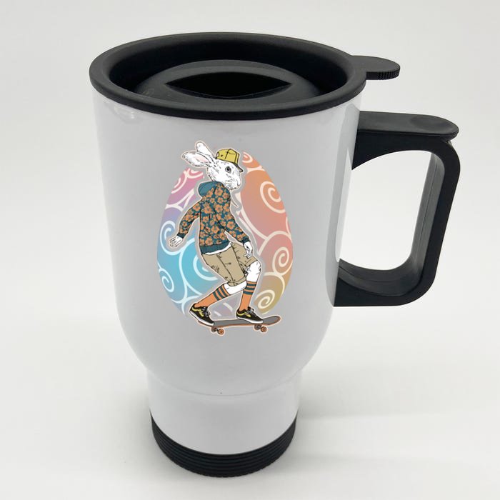 Funny Skateboarding Easter Bunny Rabbit Front & Back Stainless Steel Travel Mug