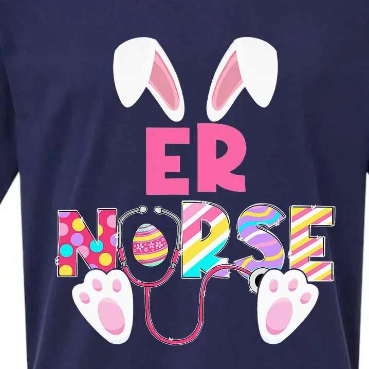 Funny Stethoscope ER Nurse Bunny Easter Day Matching Sueded Cloud Jersey T-Shirt