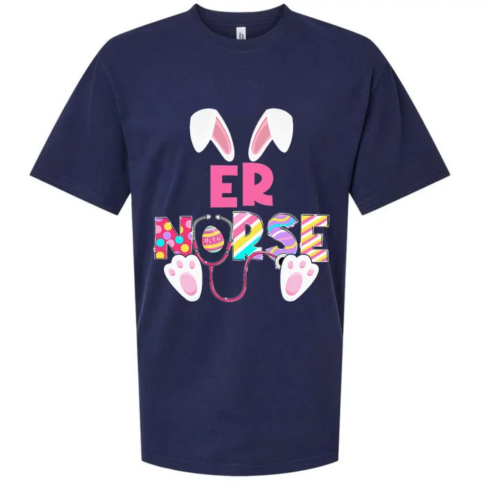 Funny Stethoscope ER Nurse Bunny Easter Day Matching Sueded Cloud Jersey T-Shirt