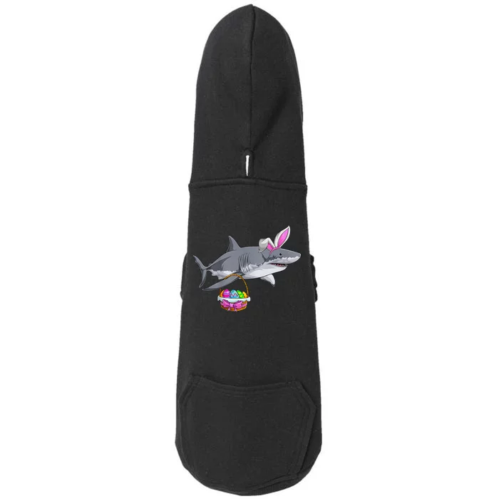 Funny Shark Egg Hunt Happy Easter Day Basket Cute Bunny Ears Doggie 3-End Fleece Hoodie