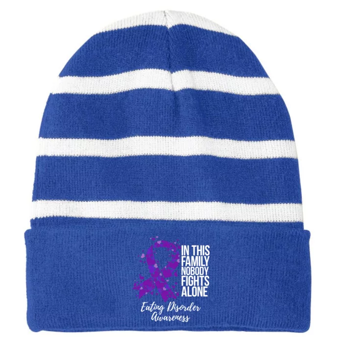 Family Support Eating Disorder Awareness Cute Gift Striped Beanie with Solid Band