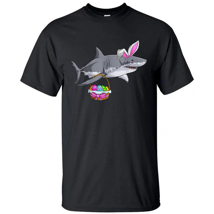 Funny Shark Egg Hunt Happy Easter Day Basket Cute Bunny Ears Tall T-Shirt