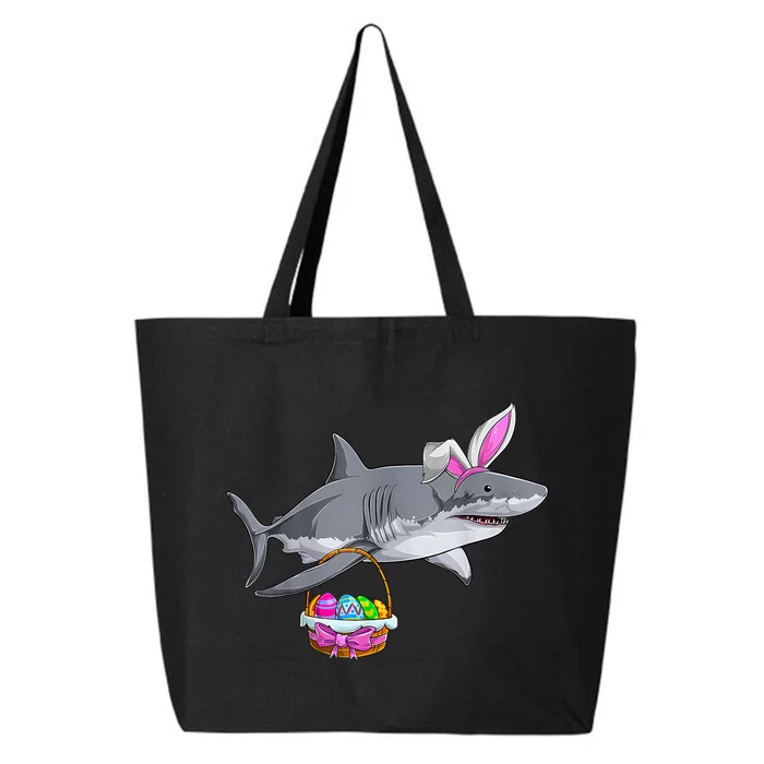 Funny Shark Egg Hunt Happy Easter Day Basket Cute Bunny Ears 25L Jumbo Tote