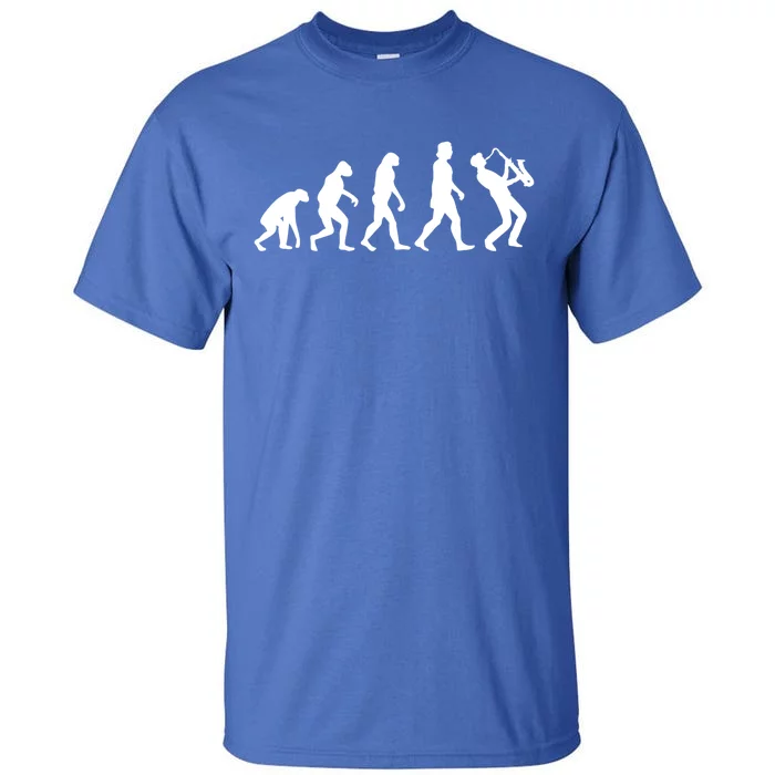 Funny Saxophonist Evolution Saxophone Player Gift Tall T-Shirt