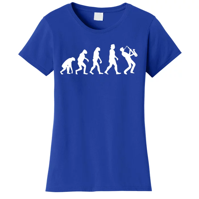 Funny Saxophonist Evolution Saxophone Player Gift Women's T-Shirt