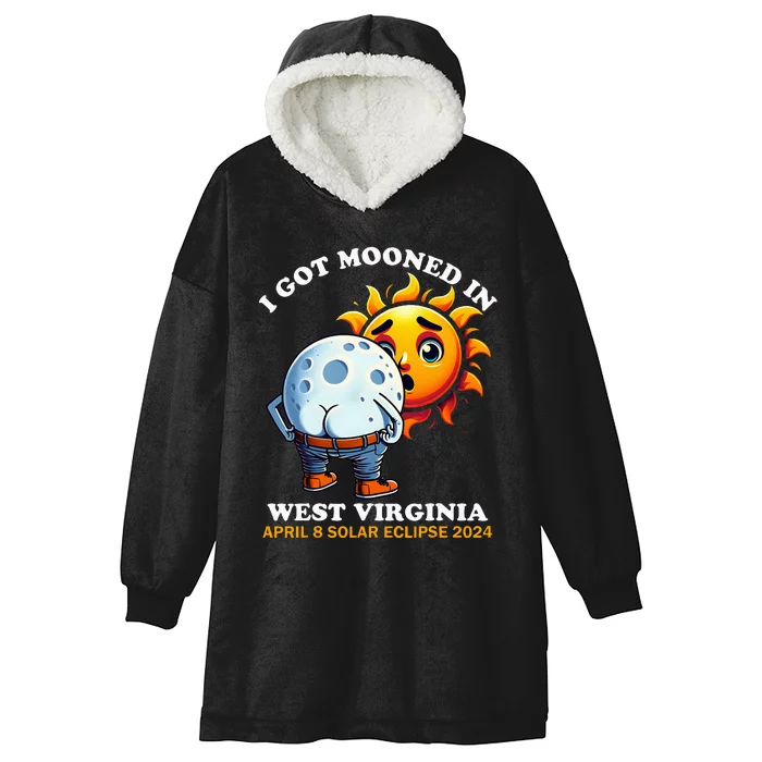 Funny Solar Eclipse West Virginia 2024 Mooned Humor Hooded Wearable Blanket