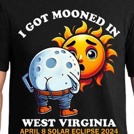 Funny Solar Eclipse West Virginia 2024 Mooned Humor Pajama Set