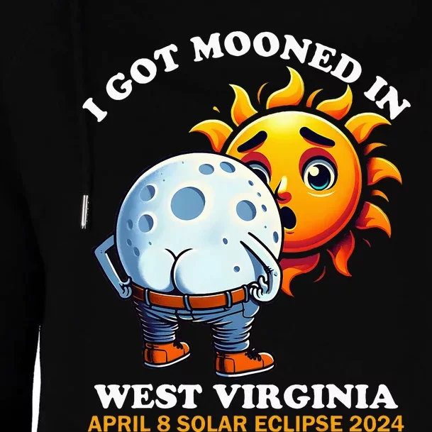 Funny Solar Eclipse West Virginia 2024 Mooned Humor Womens Funnel Neck Pullover Hood