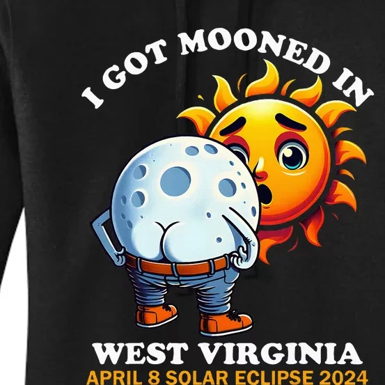 Funny Solar Eclipse West Virginia 2024 Mooned Humor Women's Pullover Hoodie