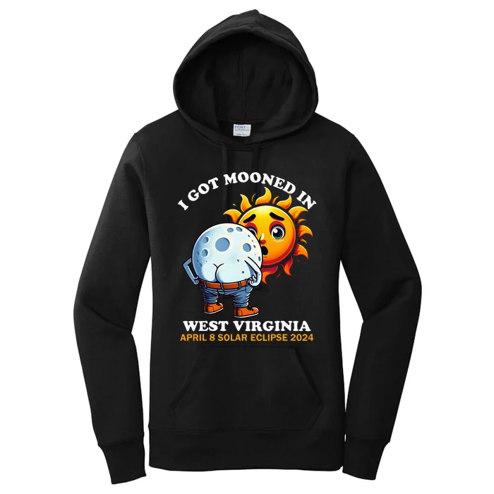 Funny Solar Eclipse West Virginia 2024 Mooned Humor Women's Pullover Hoodie