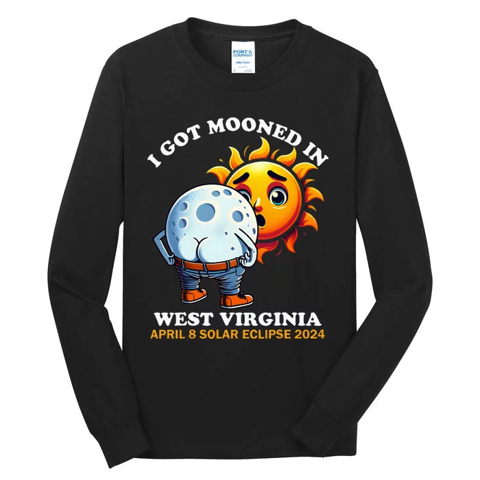 Funny Solar Eclipse West Virginia 2024 Mooned Humor Tall Long Sleeve T-Shirt