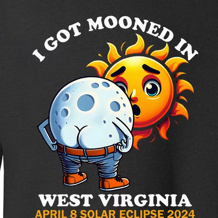 Funny Solar Eclipse West Virginia 2024 Mooned Humor Toddler Sweatshirt