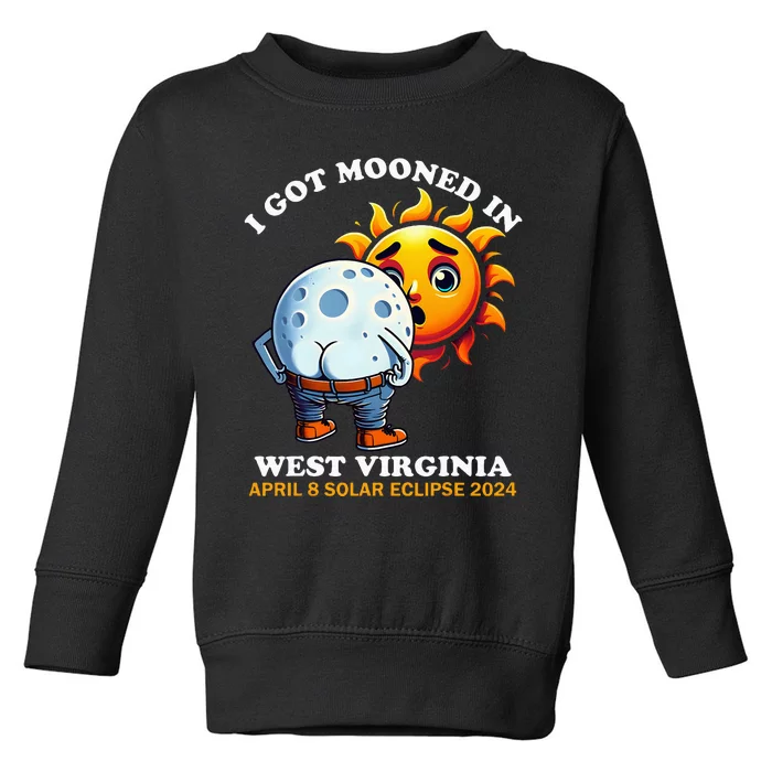 Funny Solar Eclipse West Virginia 2024 Mooned Humor Toddler Sweatshirt