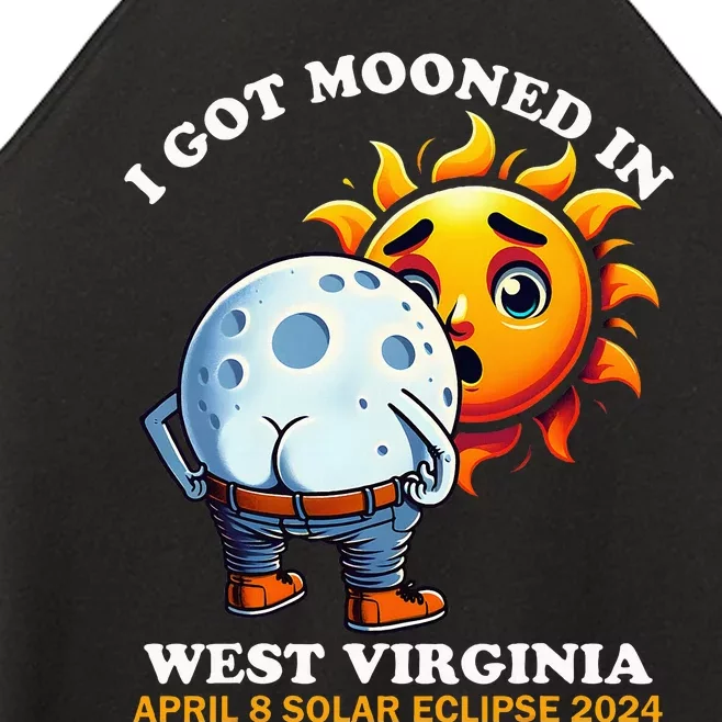 Funny Solar Eclipse West Virginia 2024 Mooned Humor Women’s Perfect Tri Rocker Tank