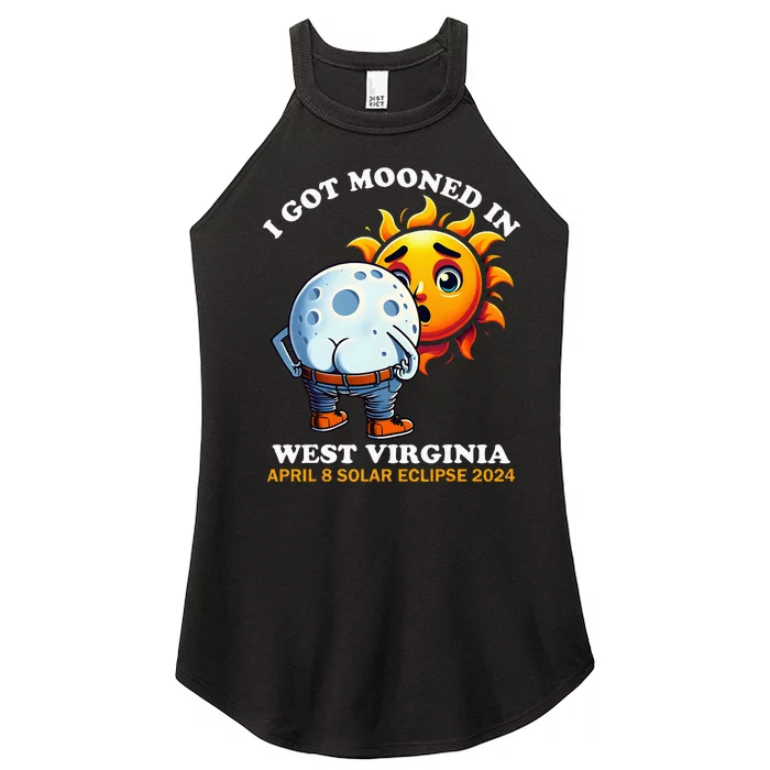 Funny Solar Eclipse West Virginia 2024 Mooned Humor Women’s Perfect Tri Rocker Tank