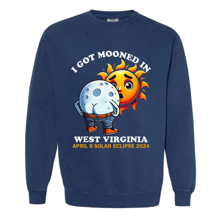 Funny Solar Eclipse West Virginia 2024 Mooned Humor Garment-Dyed Sweatshirt