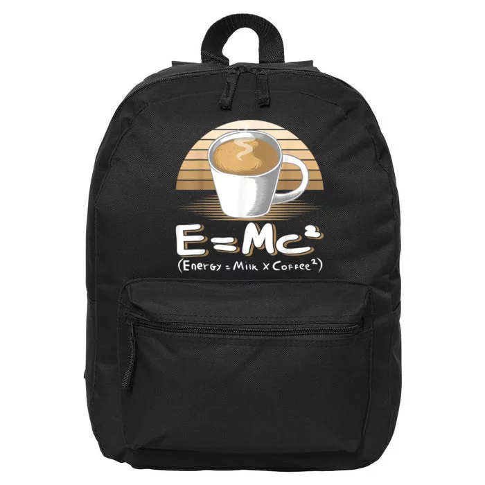 Funny Science, E=MC2 Coffee Energy Milk Coffee Formula 16 in Basic Backpack