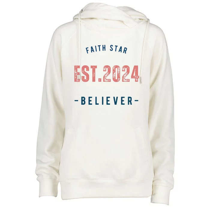 Faith Star Est.2024 Believer Womens Funnel Neck Pullover Hood