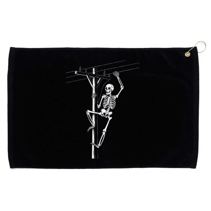 Funny Skeleton Electric Cable Lineman Spooky Halloween Grommeted Golf Towel