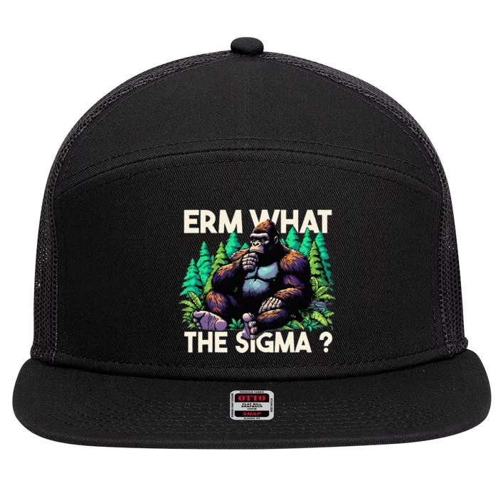 Funny Saying Erm What The Sigma Ironic 7 Panel Mesh Trucker Snapback Hat