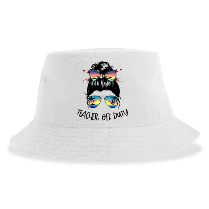 Funny Summer End Of School Year Teacher Off Duty Sustainable Bucket Hat