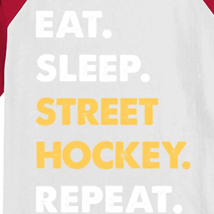 Funny StreetHockey Eat Sleep StreetHockey Repeat Meaningful Gift Kids Colorblock Raglan Jersey