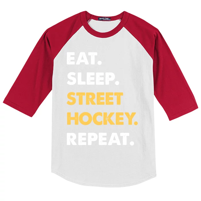 Funny StreetHockey Eat Sleep StreetHockey Repeat Meaningful Gift Kids Colorblock Raglan Jersey