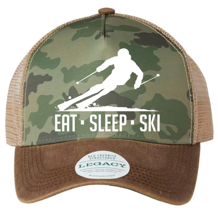 Funny Skiing Eat Sleep Ski Cute Gift Legacy Tie Dye Trucker Hat