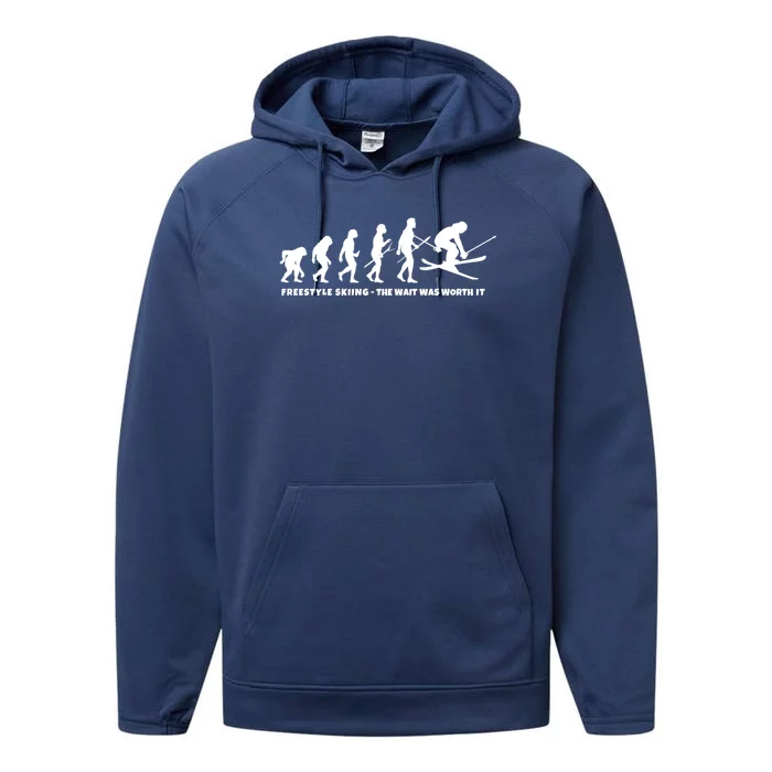 Freestyle Skier Evolution Of Freestyle Skiing Gift Performance Fleece Hoodie