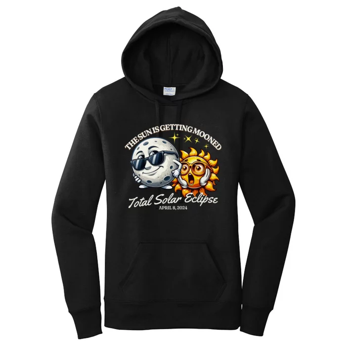 Funny Solar Eclipse April 2024 Sun Is Getting Mooned Women's Pullover Hoodie