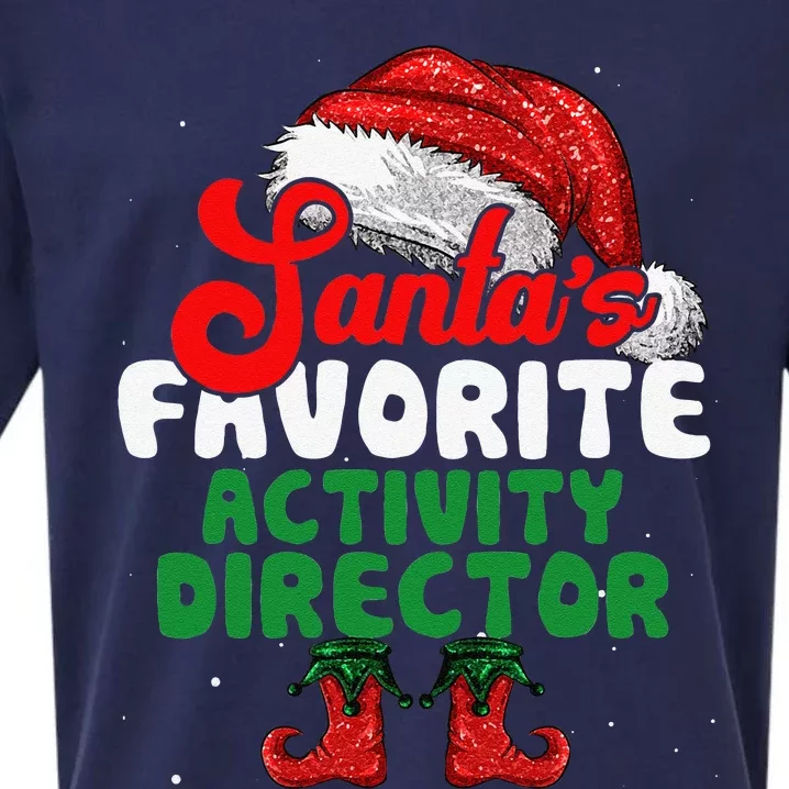 Funny Santas Favorite Activity Director Christmas Sueded Cloud Jersey T-Shirt