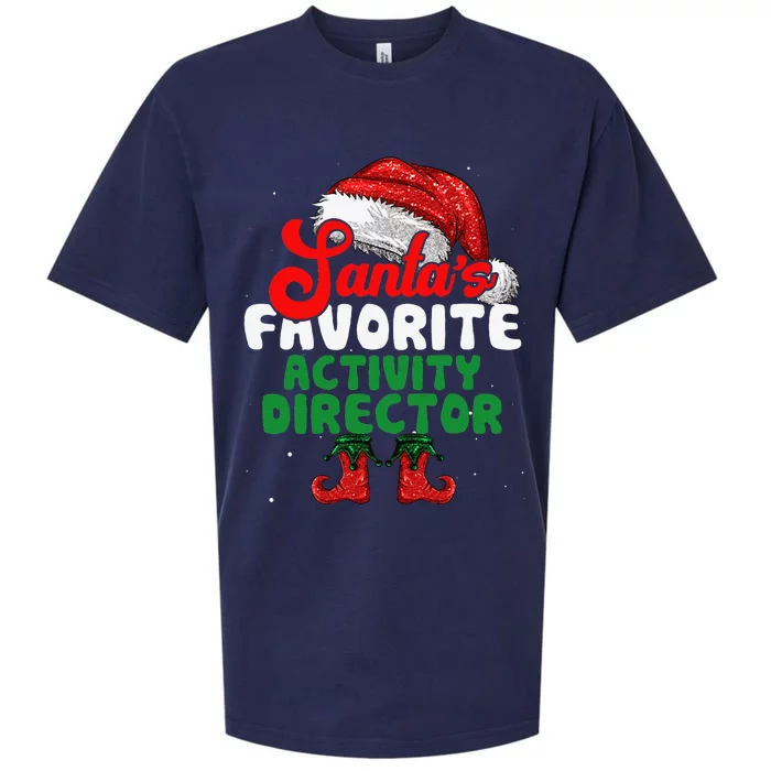 Funny Santas Favorite Activity Director Christmas Sueded Cloud Jersey T-Shirt